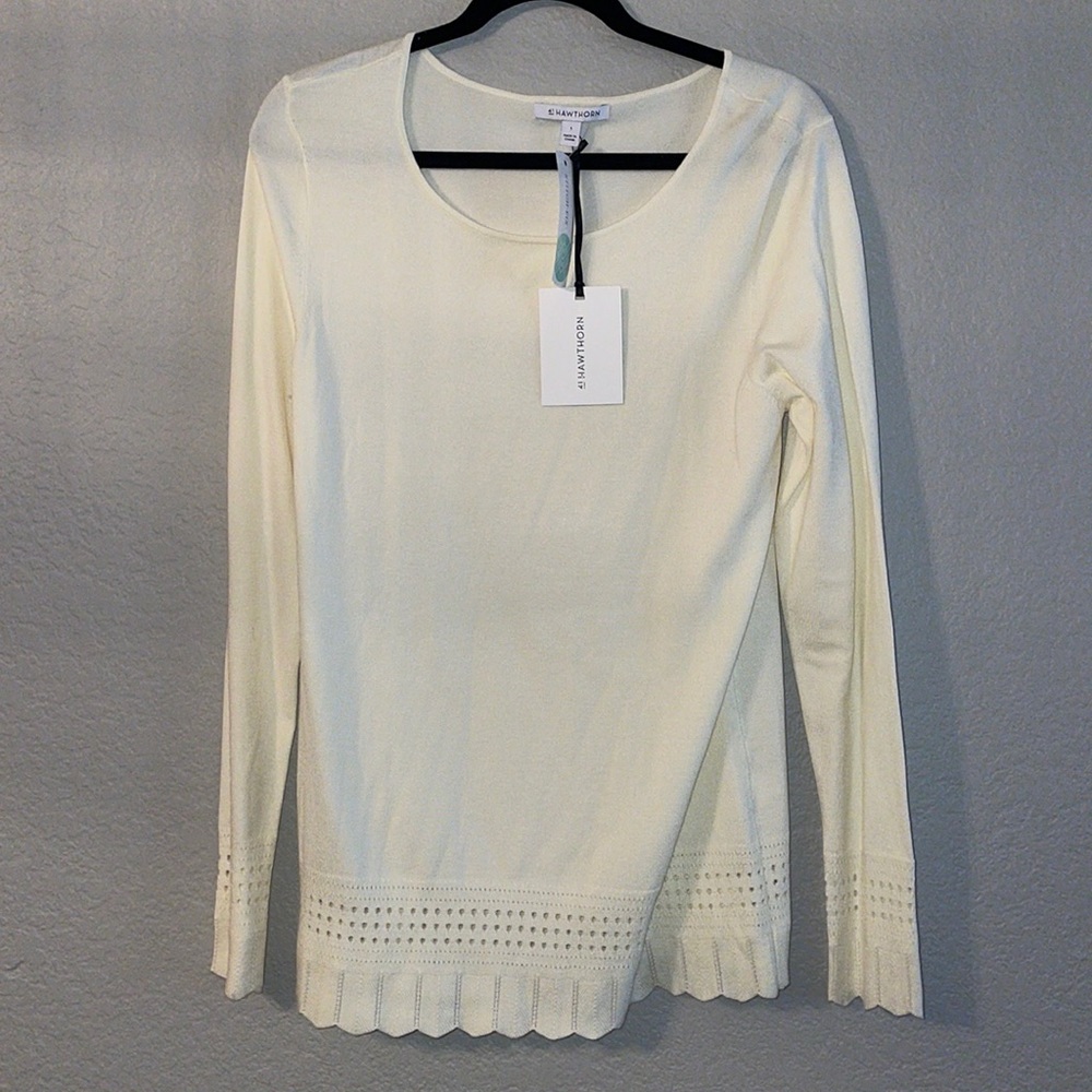 Soft pointelle hem pullover